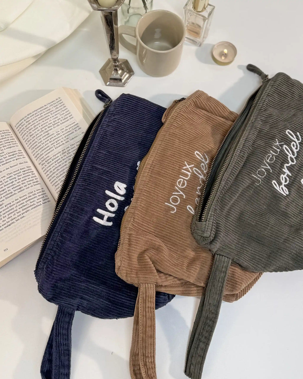 Pochette velours côtelé